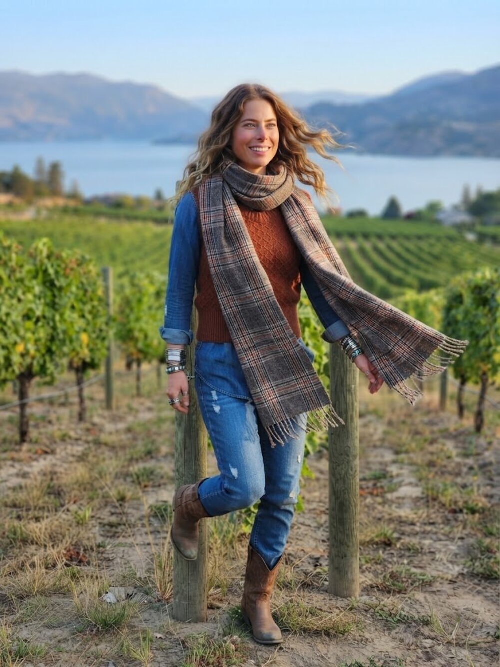 Oversized Soft Fall Plaid Scarf